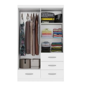 Gaza 3 Door Wardrobe White MWBR120J